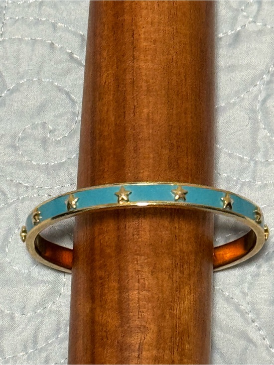 Coach Jewelry - Coach Turquoise Blue Enamel Star Bangle Bracelet Slip-on Style Quiet Luxury